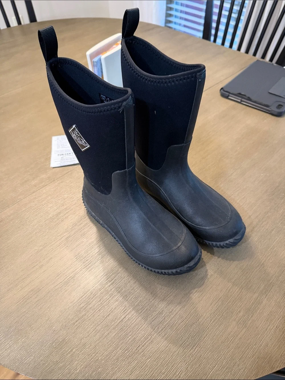 Kids Black Waterproof Rain & Snow Boots with Easy Pull Tabs